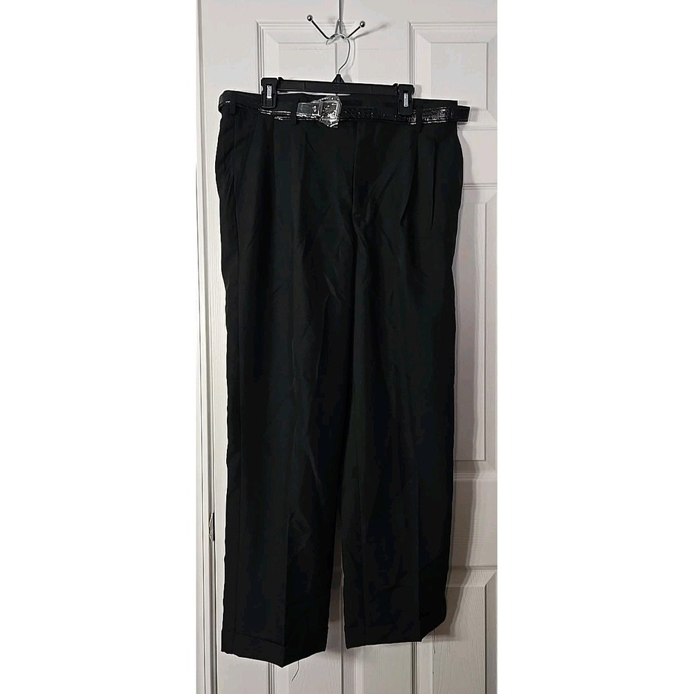 Bocaccio Mens Dress Pants Size 36 X 30 NWT Black Pleated & Cuffed